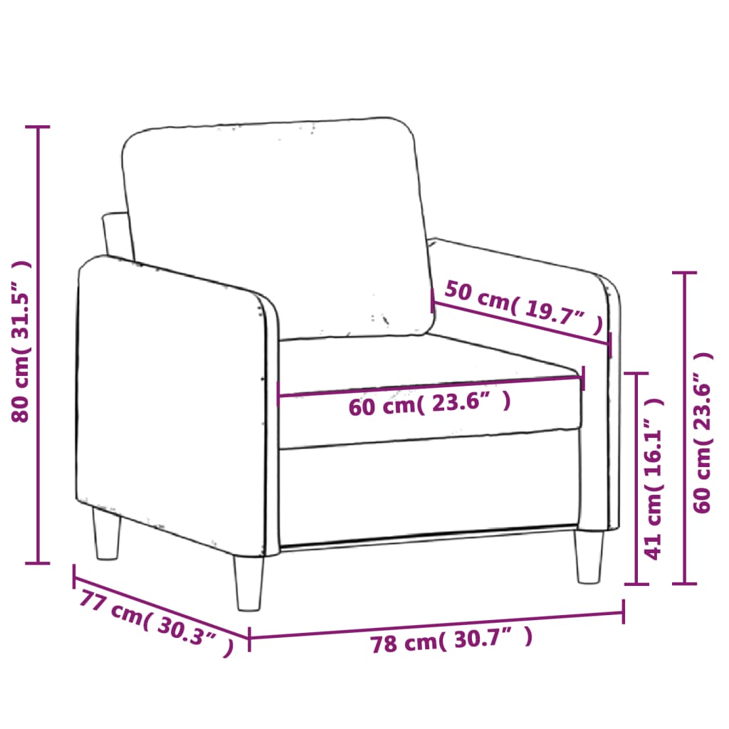 Fauteuil Marron 60 cm Velours - XIOS