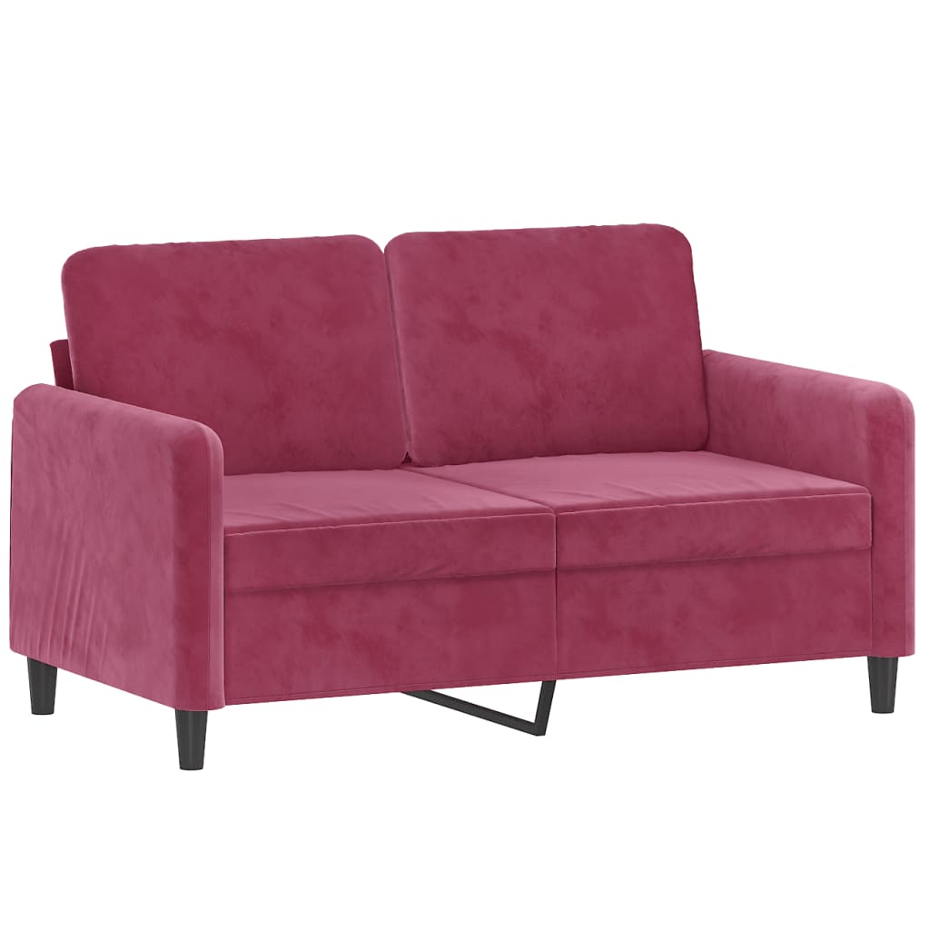 Canapé à 2 places Rouge bordeaux 120 cm Velours - XIOS