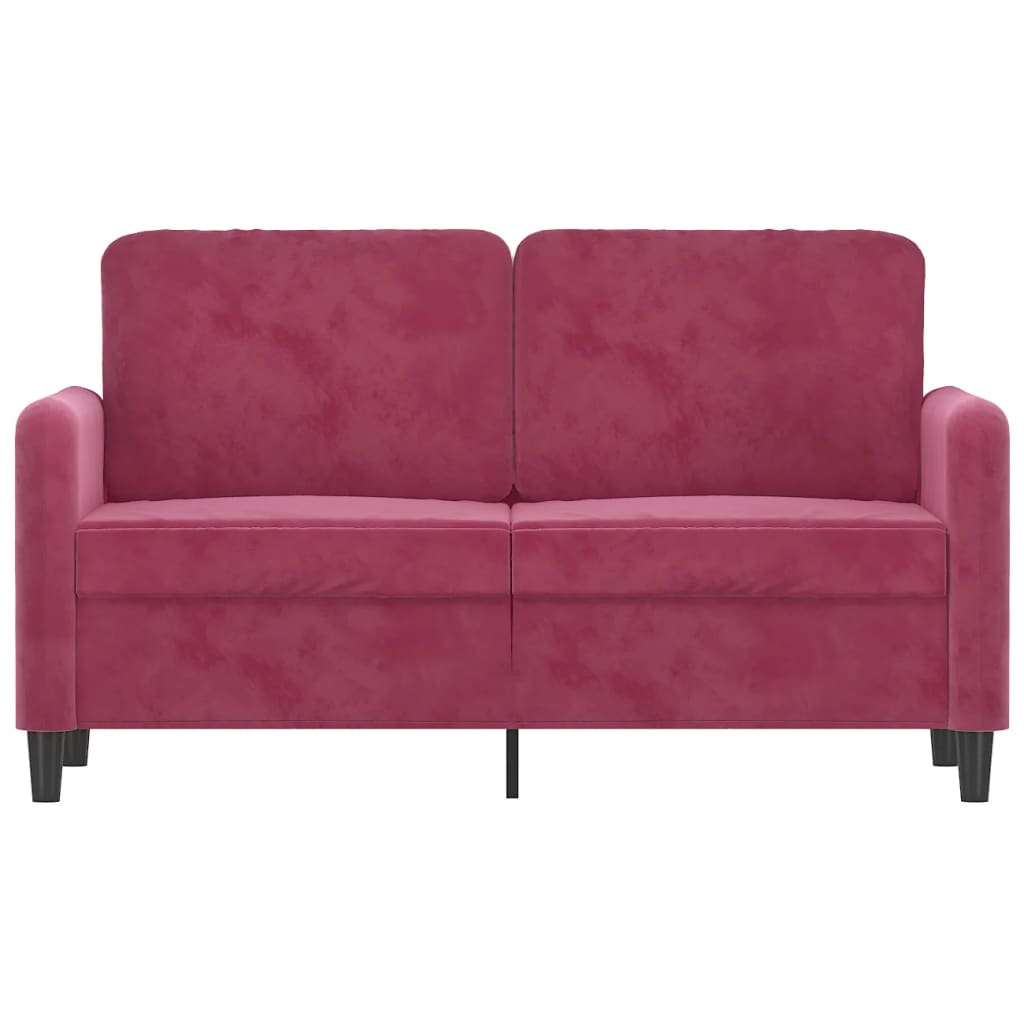 Canapé à 2 places Rouge bordeaux 120 cm Velours - XIOS
