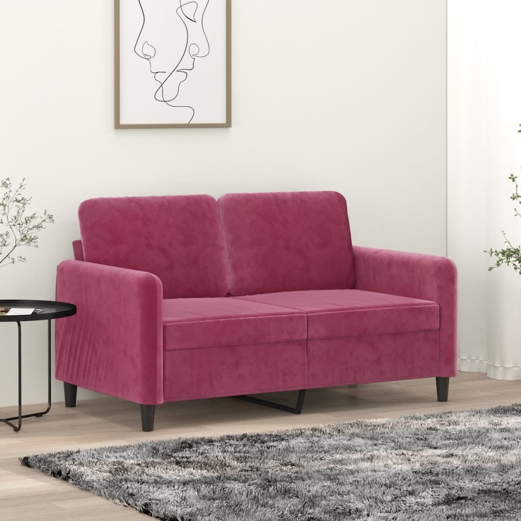 Canapé à 2 places Rouge bordeaux 120 cm Velours - XIOS
