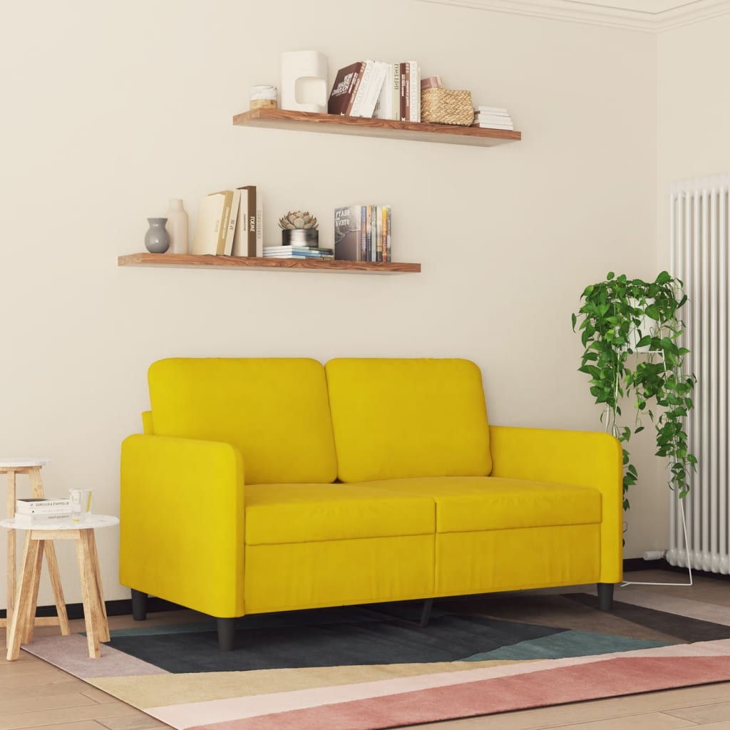 Canapé à 2 places Jaune 120 cm Velours - XIOS