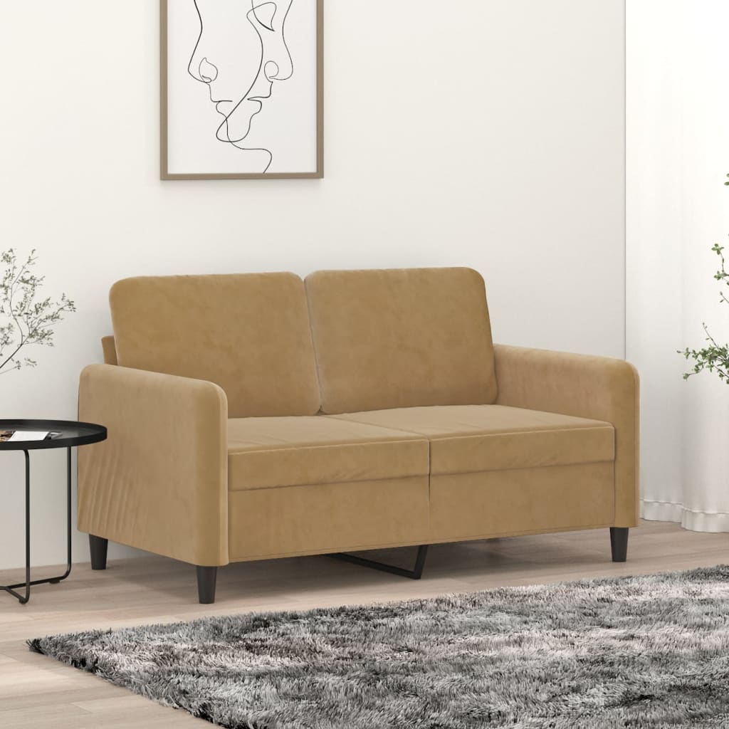Canapé à 2 places Marron 120 cm Velours - XIOS