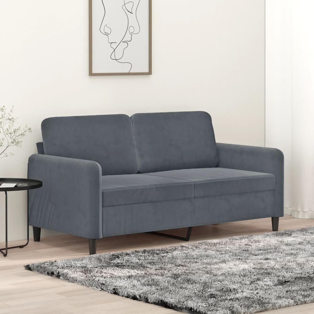 Canapé à 2 places Gris foncé 140 cm Velours - XIOS