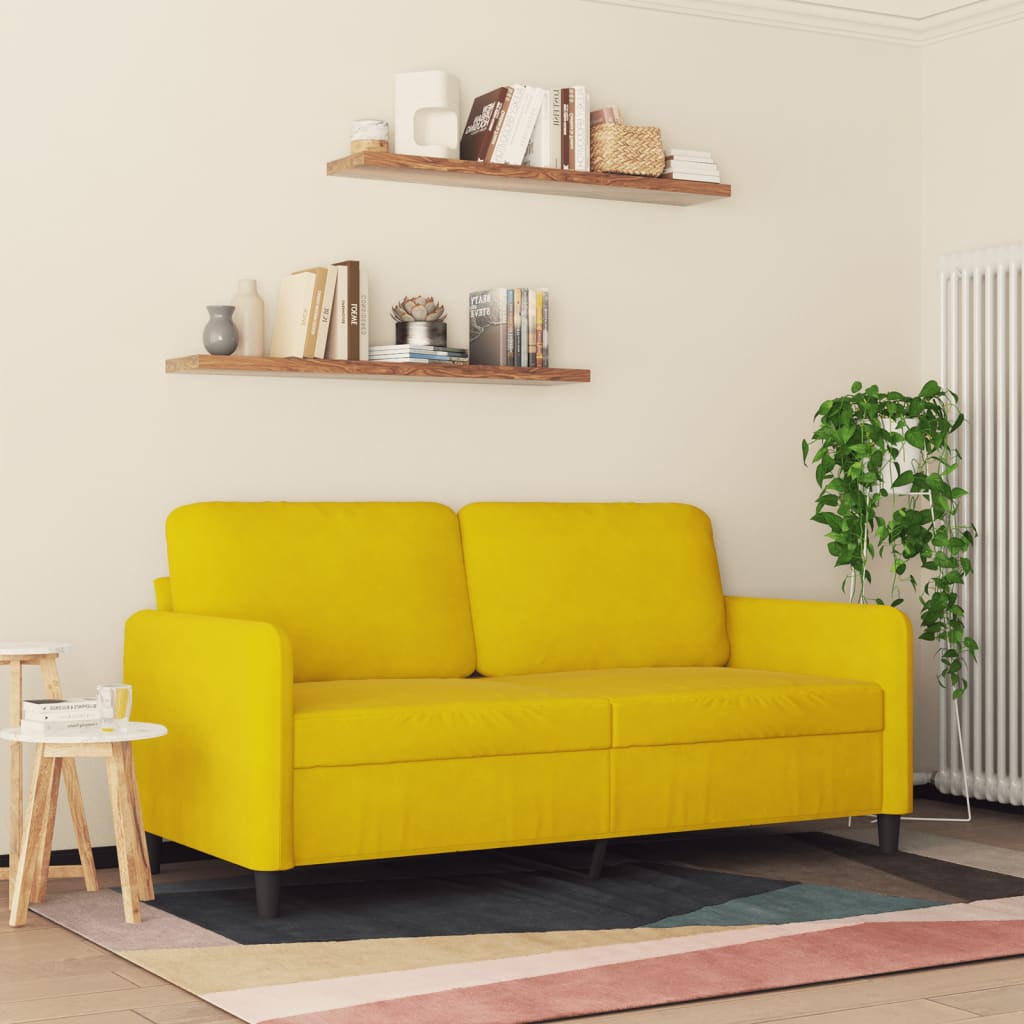 Canapé à 2 places Jaune 140 cm Velours - XIOS