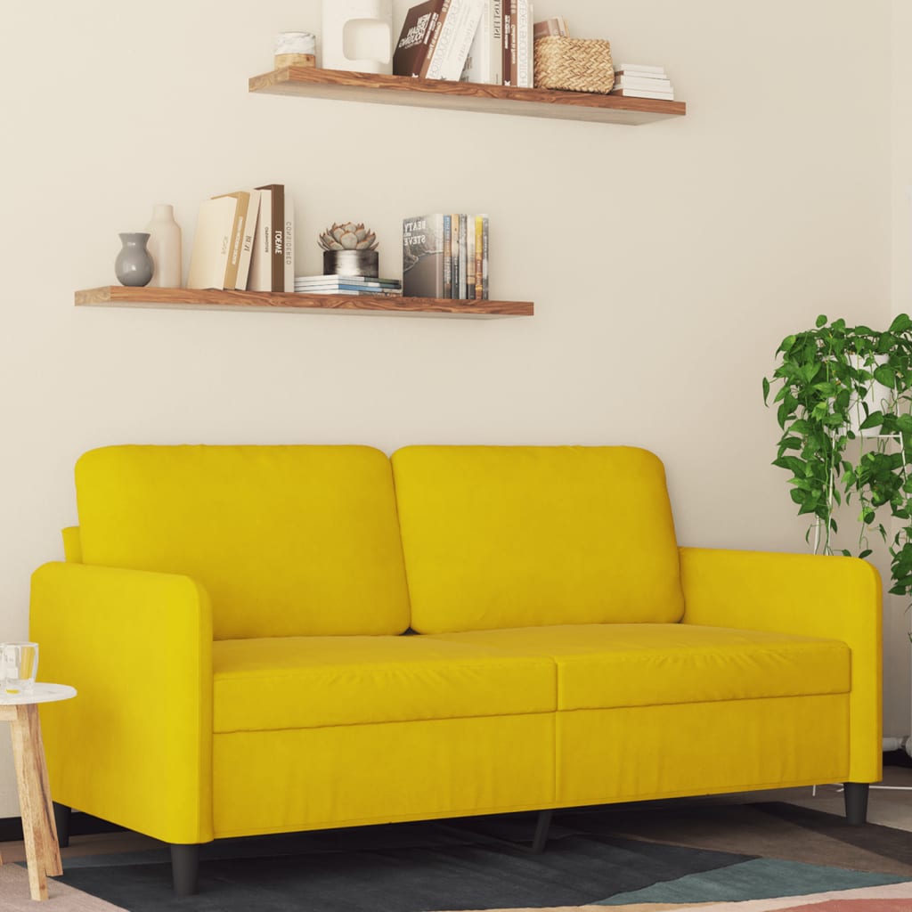 Canapé à 2 places Jaune 140 cm Velours - XIOS