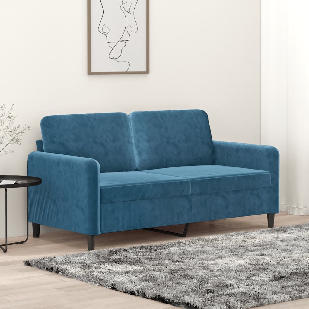 Canapé à 2 places Bleu 140 cm Velours - XIOS