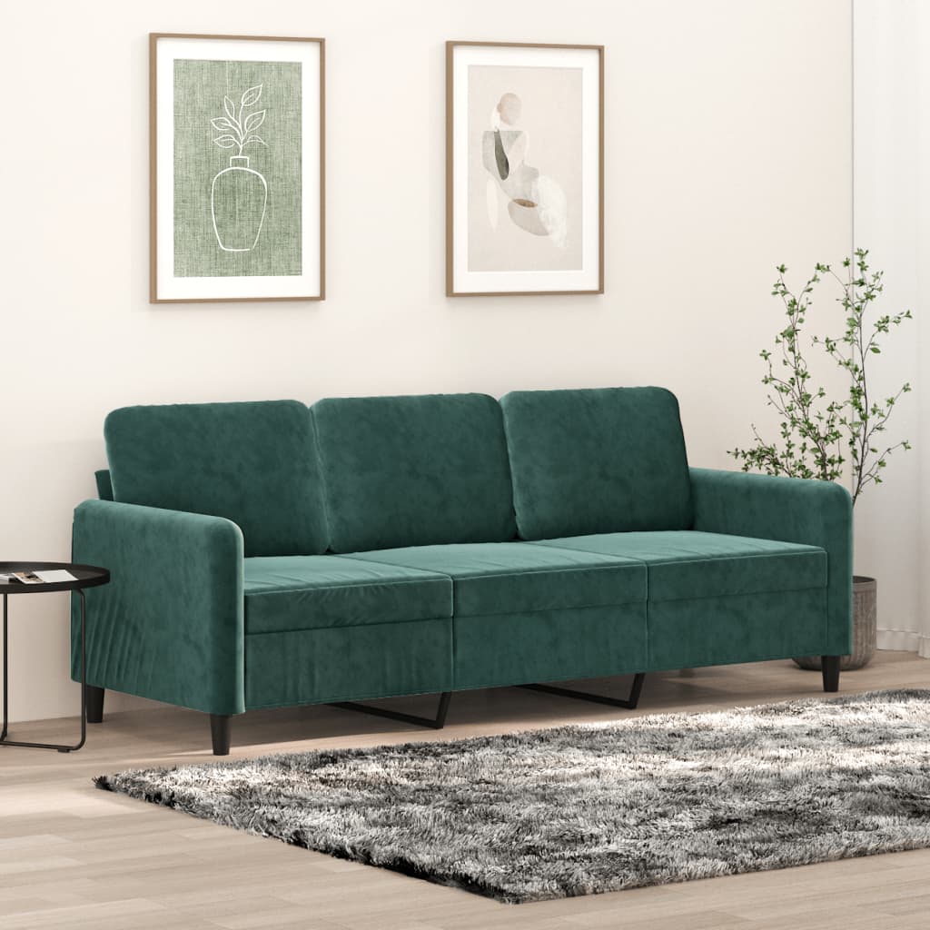 Canapé à 3 places Vert foncé 180 cm Velours - XIOS