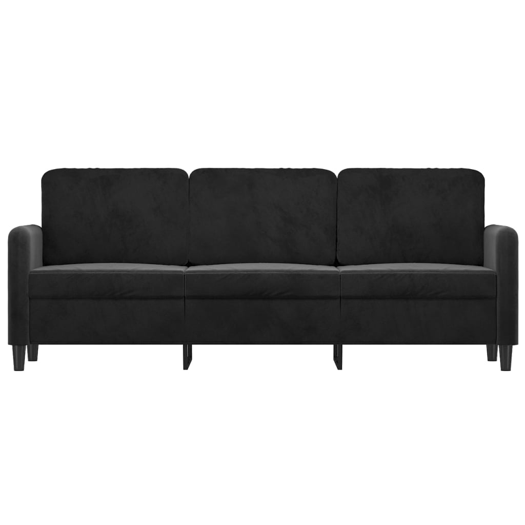 Canapé à 3 places Noir 180 cm Velours - XIOS