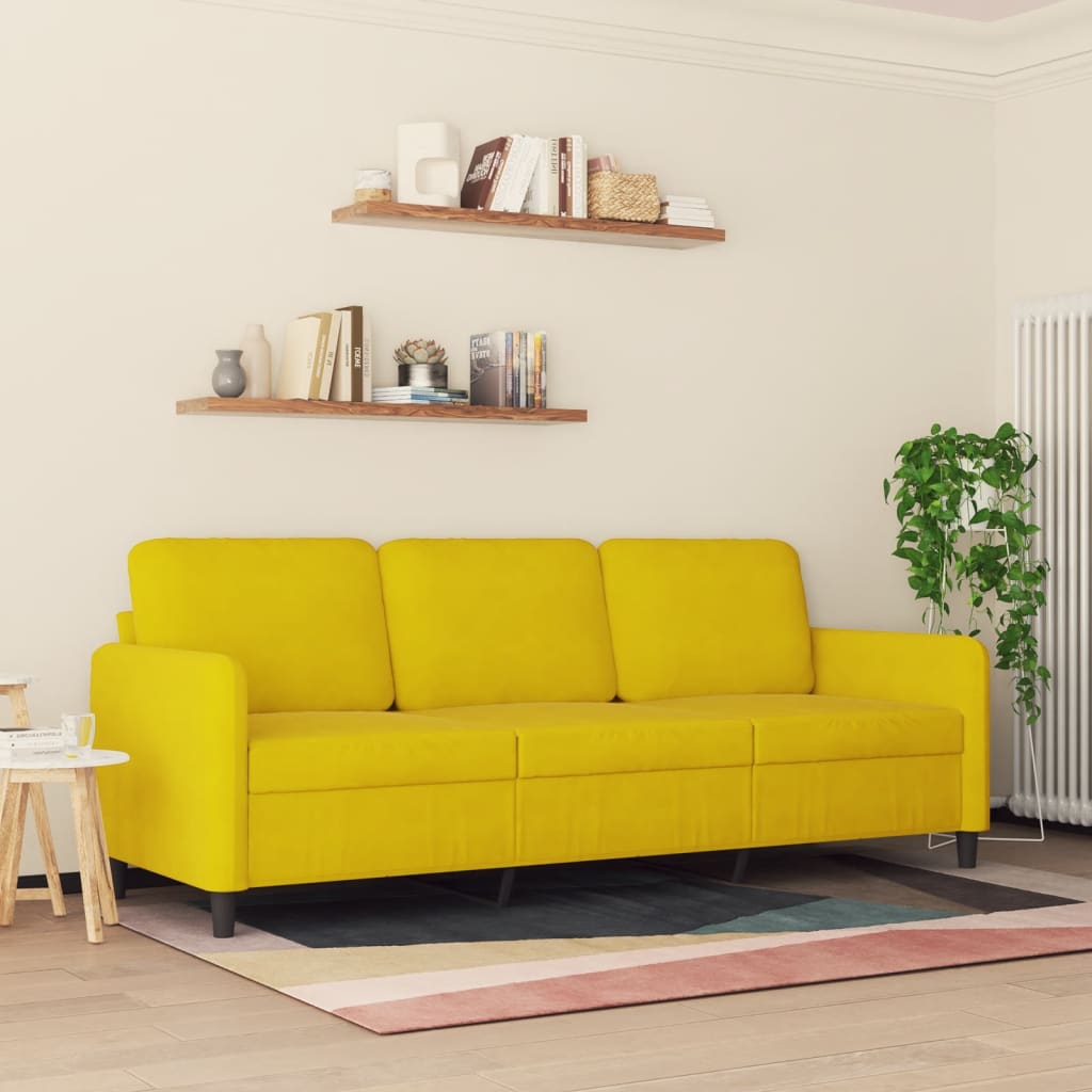 Canapé à 3 places Jaune 180 cm Velours - XIOS
