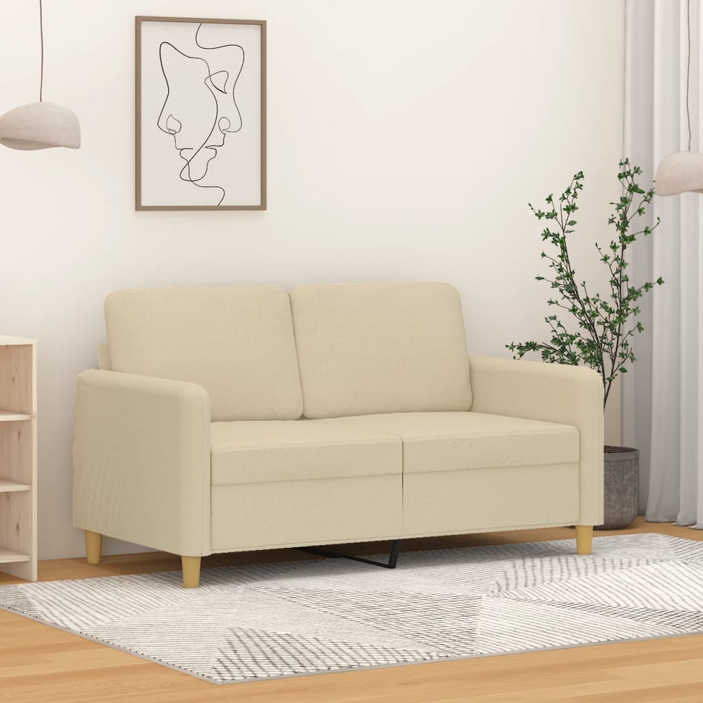 Canapé à 2 places Crème 120 cm Tissu - XIOS