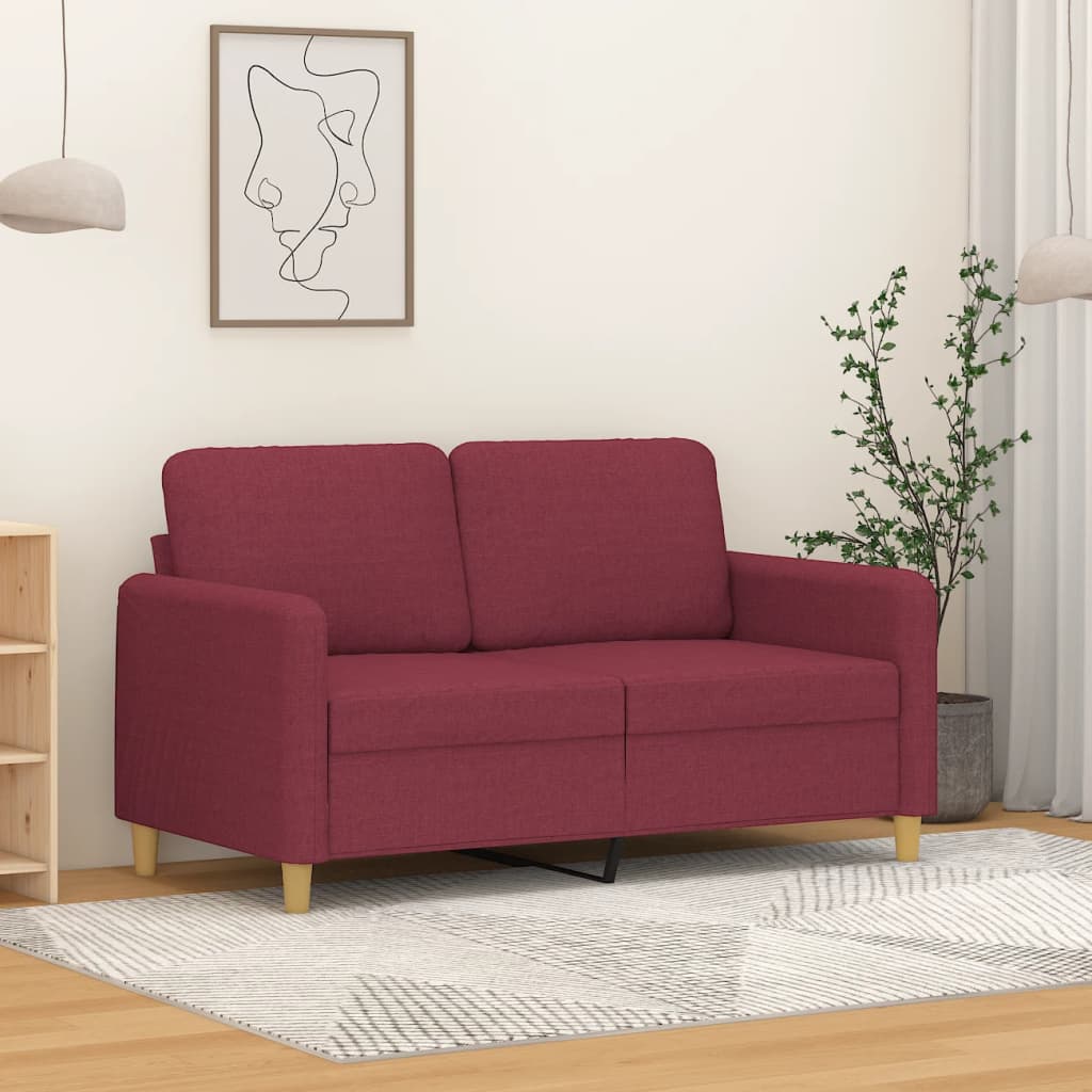 Canapé à 2 places Rouge bordeaux 120 cm Tissu - XIOS