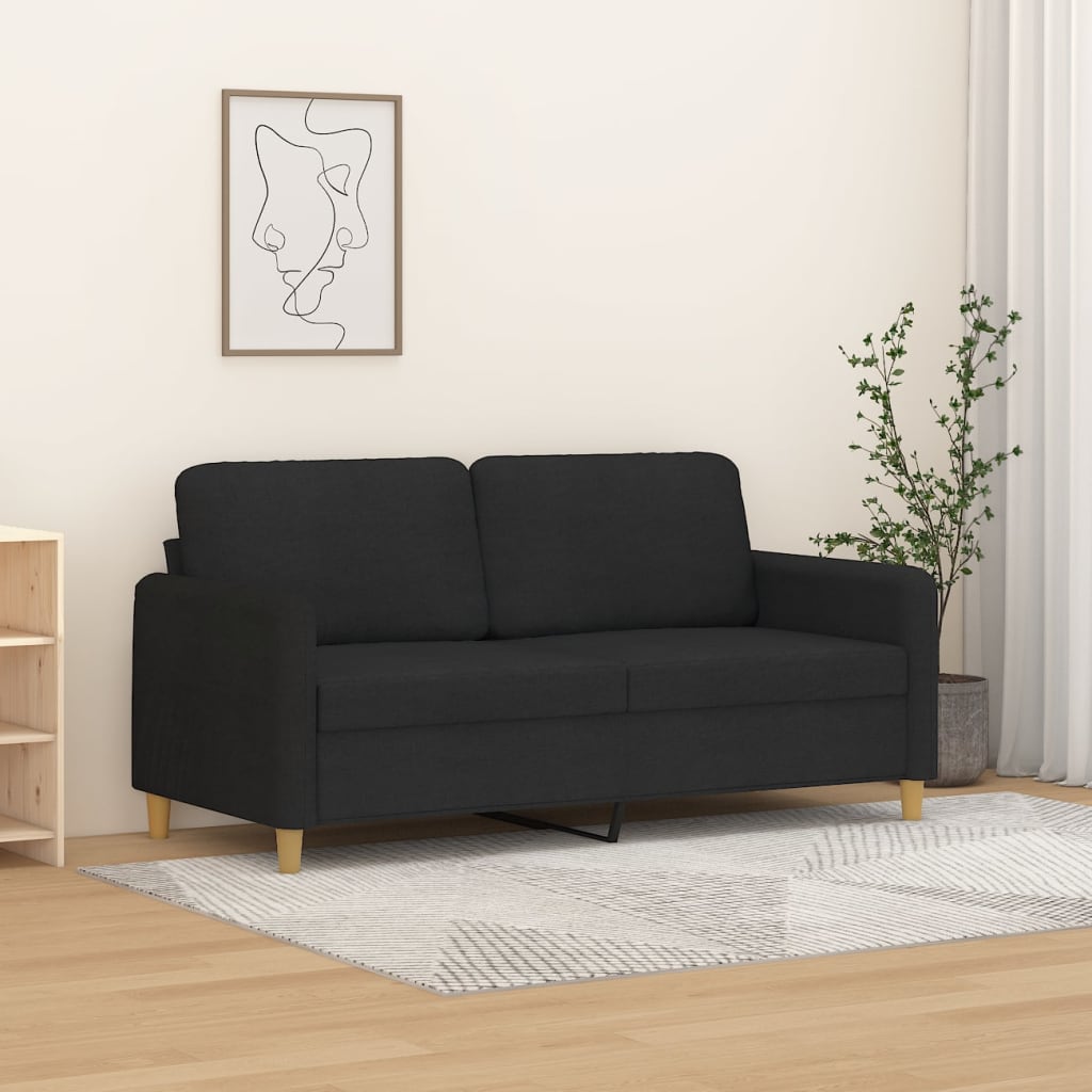 Canapé à 2 places Noir 140 cm Tissu - XIOS
