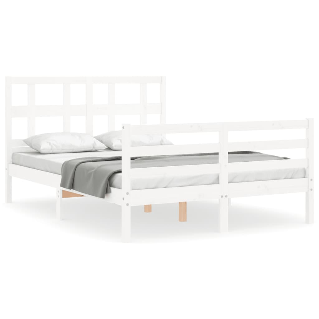 Cadre de lit sans matelas blanc 140x200 cm bois massif - XIOS