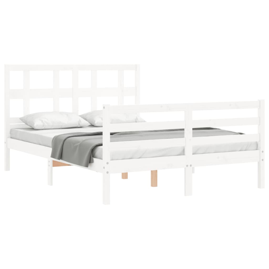 Cadre de lit sans matelas blanc 140x200 cm bois massif - XIOS