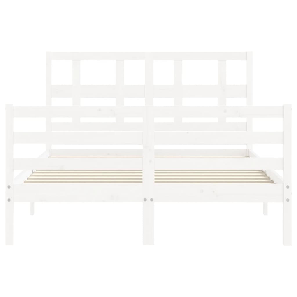 Cadre de lit sans matelas blanc 140x200 cm bois massif - XIOS