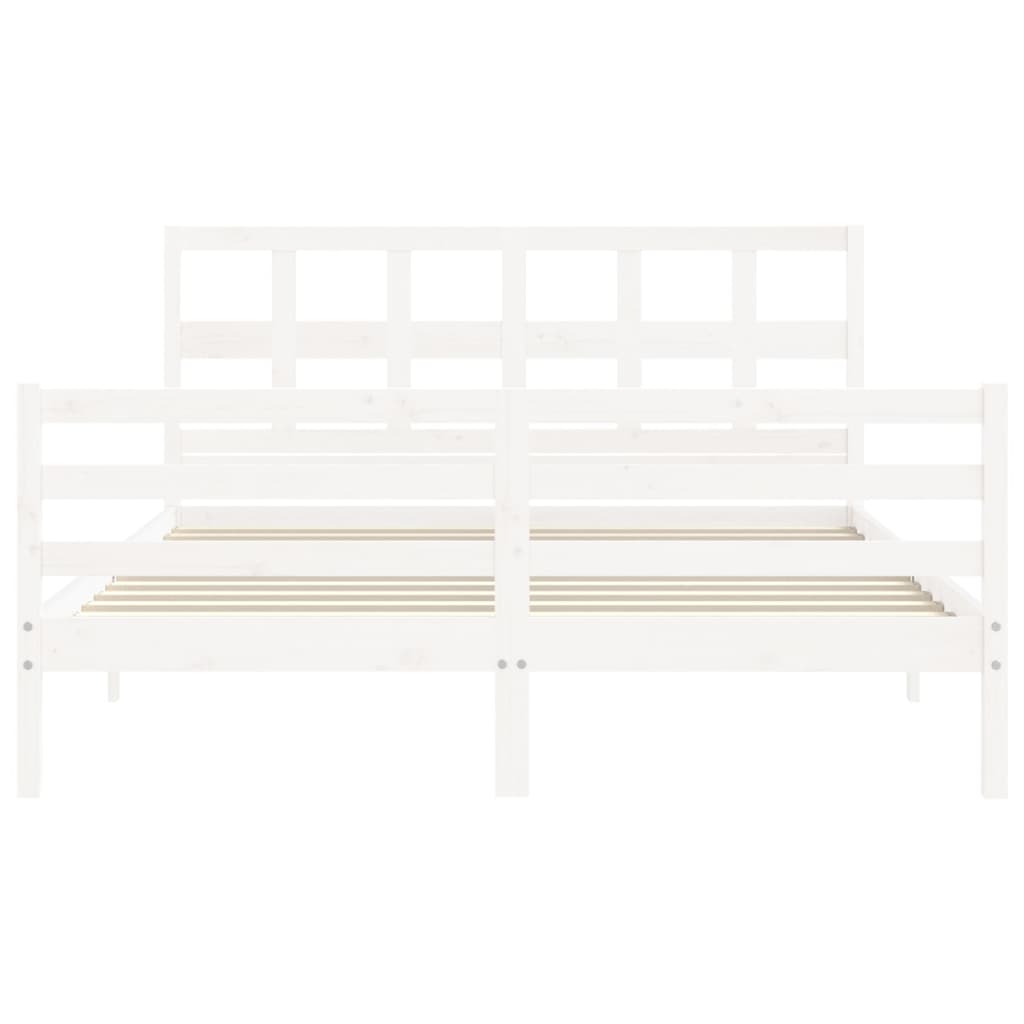 Cadre de lit sans matelas blanc 160x200 cm bois massif - XIOS