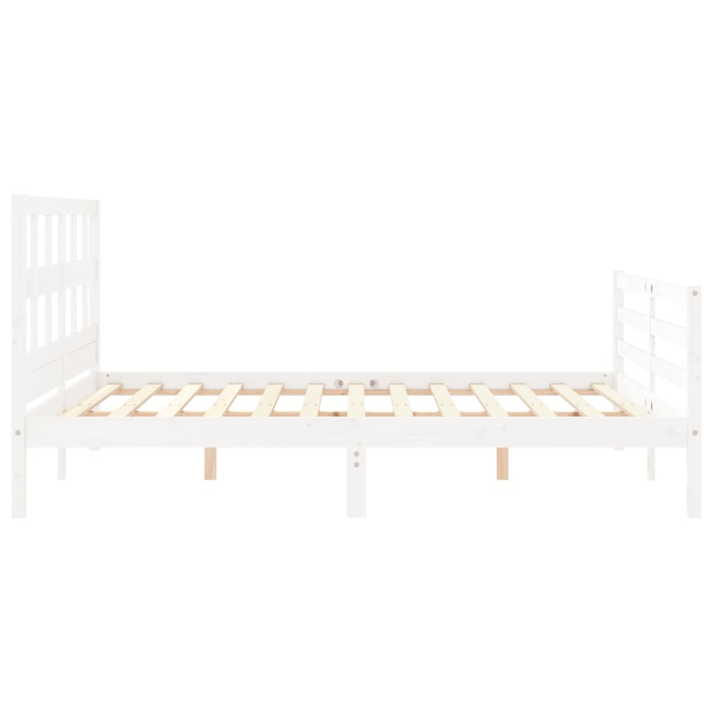 Cadre de lit sans matelas blanc 160x200 cm bois massif - XIOS