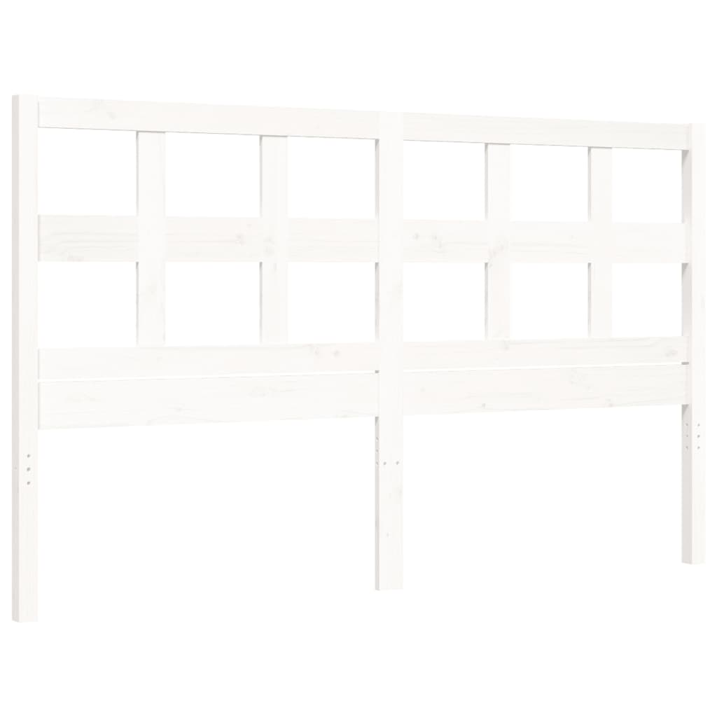 Cadre de lit sans matelas blanc 160x200 cm bois massif - XIOS