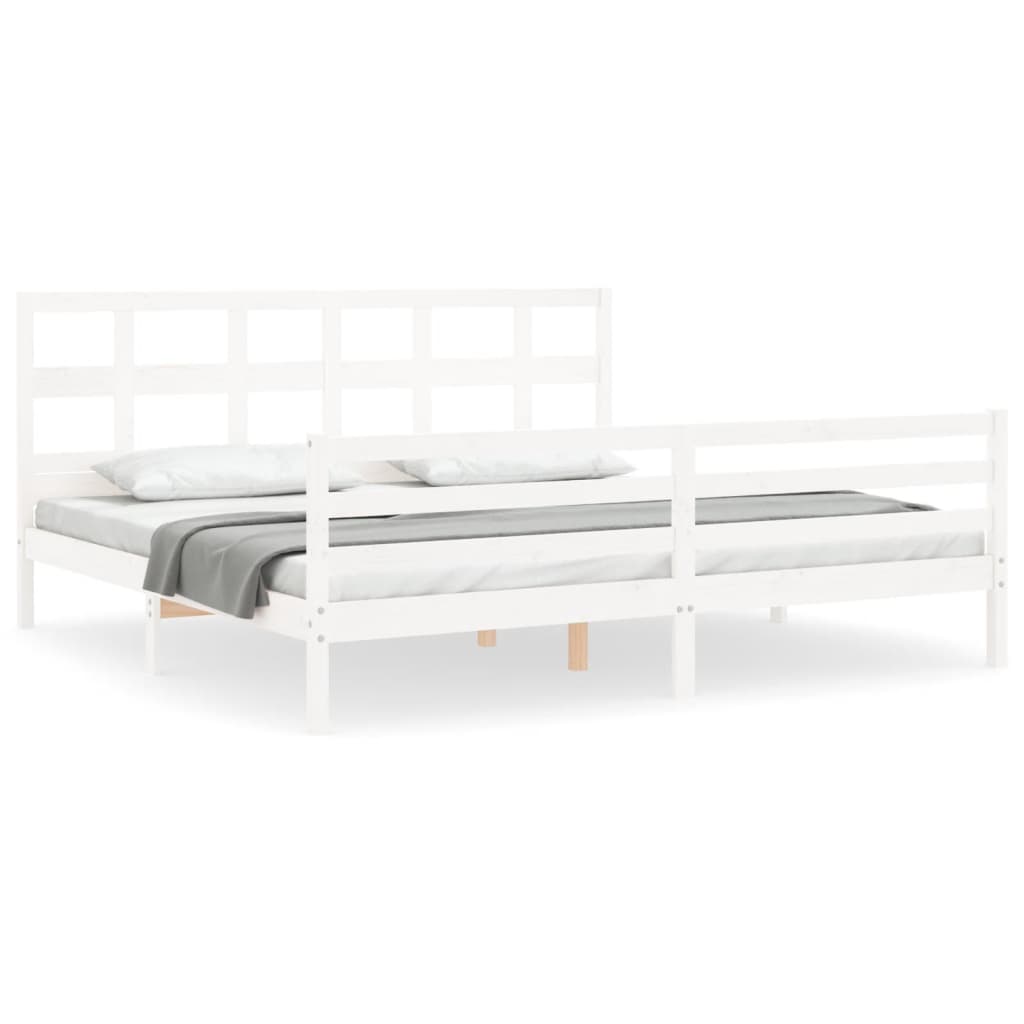 Cadre de lit sans matelas blanc 200x200 cm bois massif - XIOS