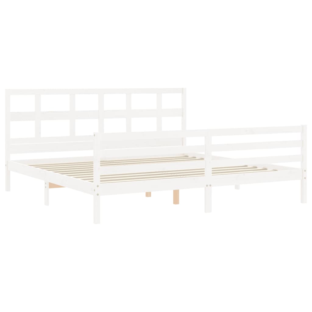 Cadre de lit sans matelas blanc 200x200 cm bois massif - XIOS