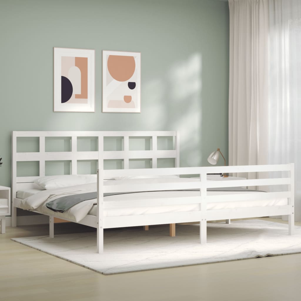 Cadre de lit sans matelas blanc 200x200 cm bois massif - XIOS