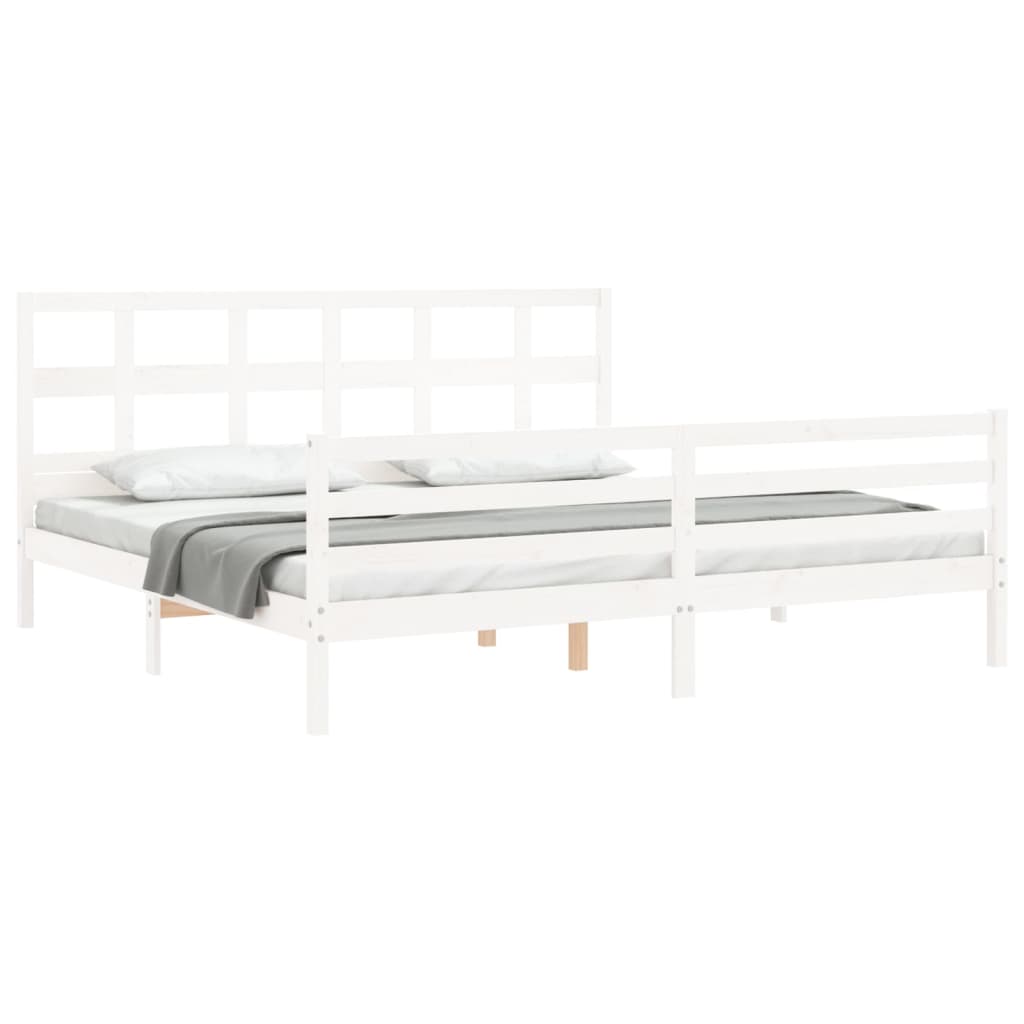 Cadre de lit sans matelas blanc 200x200 cm bois massif - XIOS