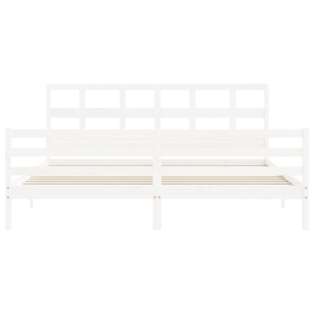 Cadre de lit sans matelas blanc 200x200 cm bois massif - XIOS