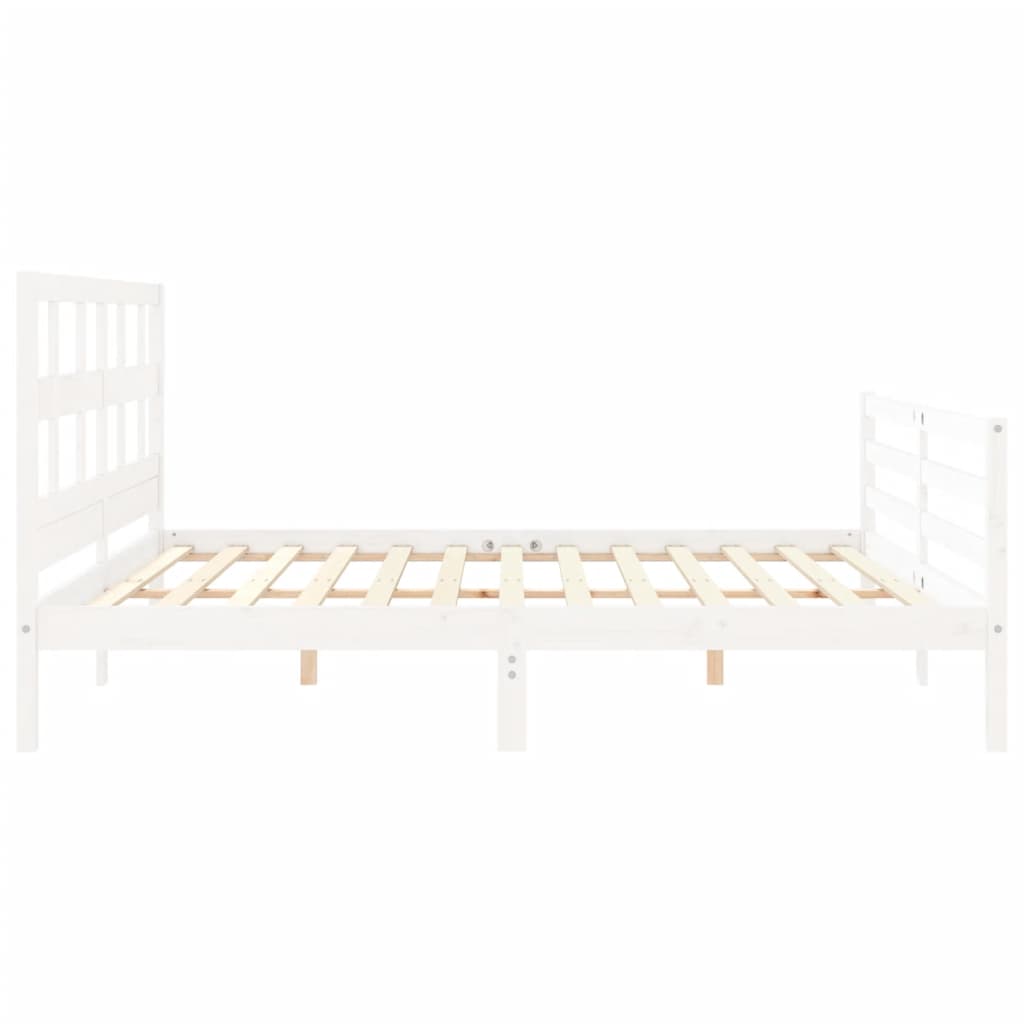 Cadre de lit sans matelas blanc 200x200 cm bois massif - XIOS