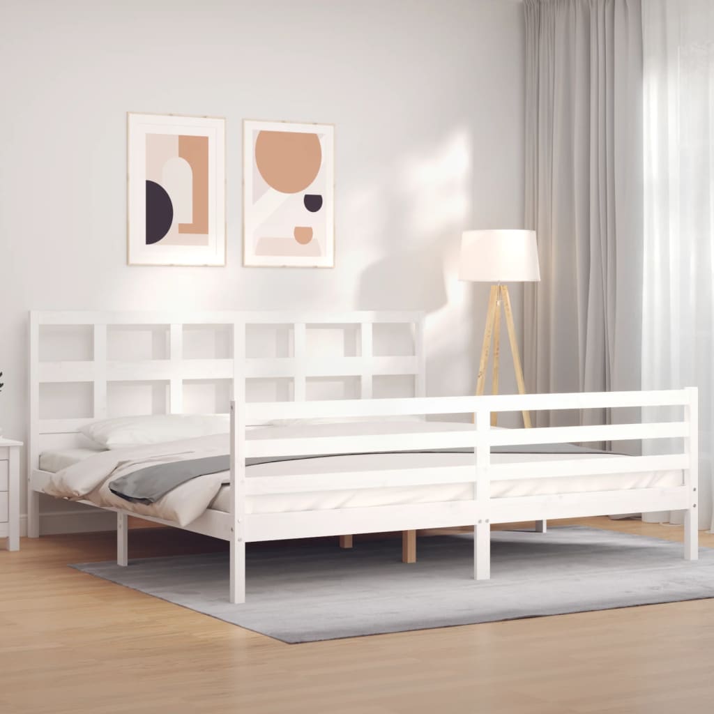 Cadre de lit sans matelas blanc 200x200 cm bois massif - XIOS