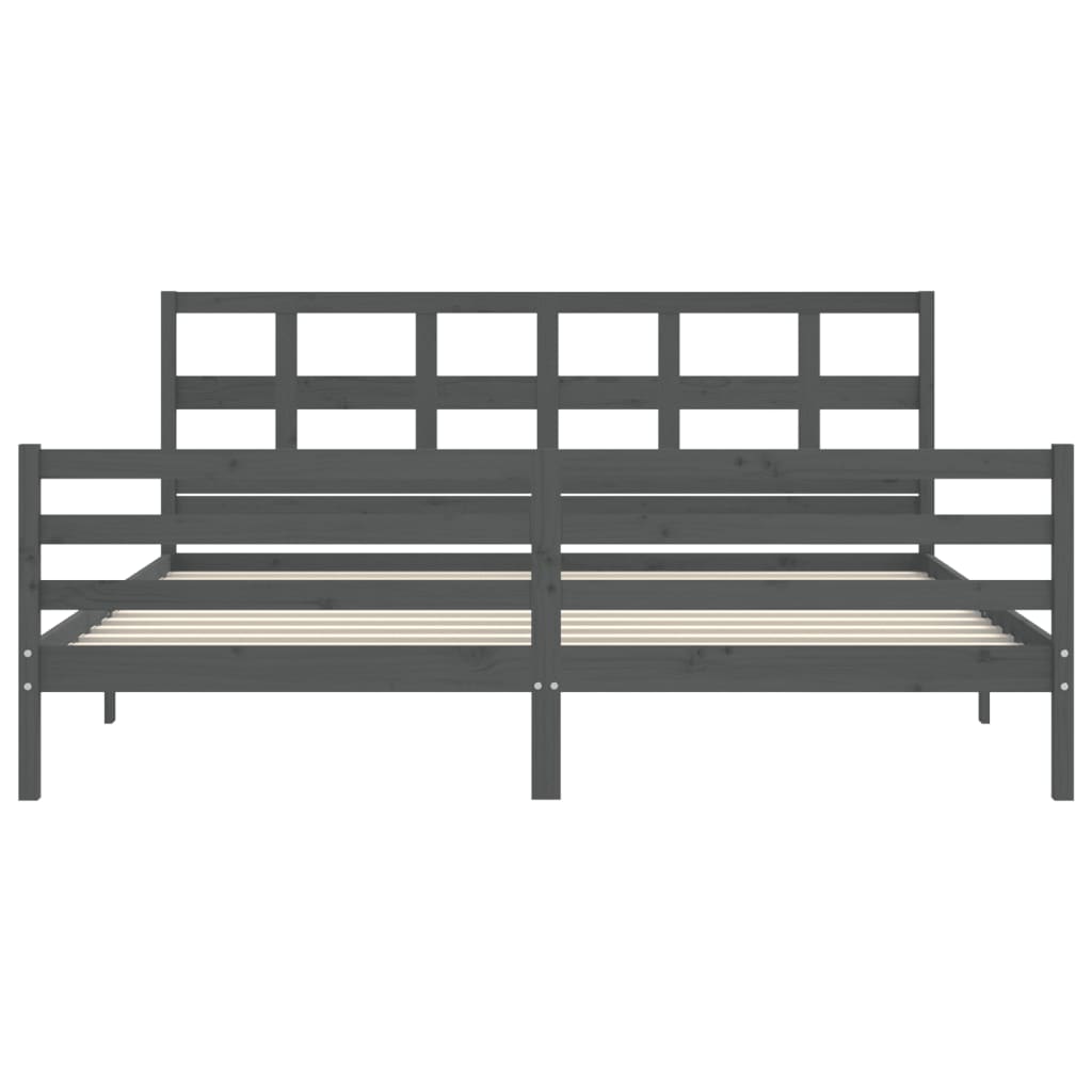 Cadre de lit sans matelas gris 200x200 cm bois massif - XIOS