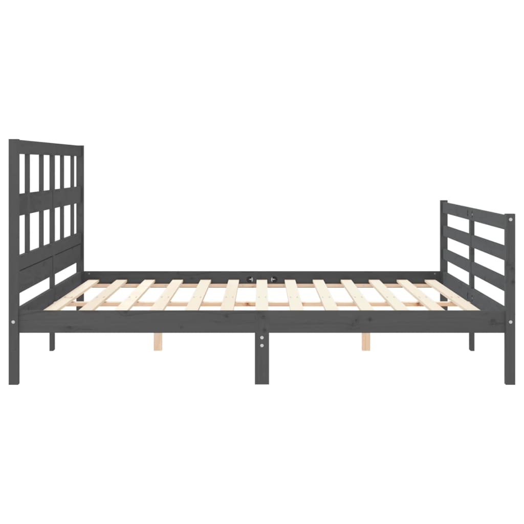 Cadre de lit sans matelas gris 200x200 cm bois massif - XIOS