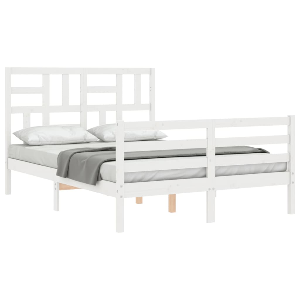 Cadre de lit sans matelas blanc bois massif - XIOS