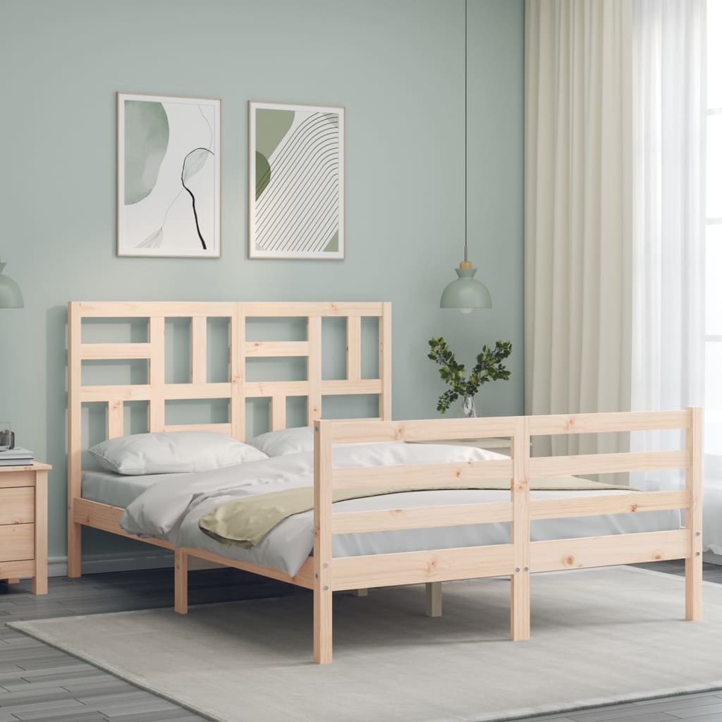 Cadre de lit sans matelas 140x190 cm bois massif - XIOS