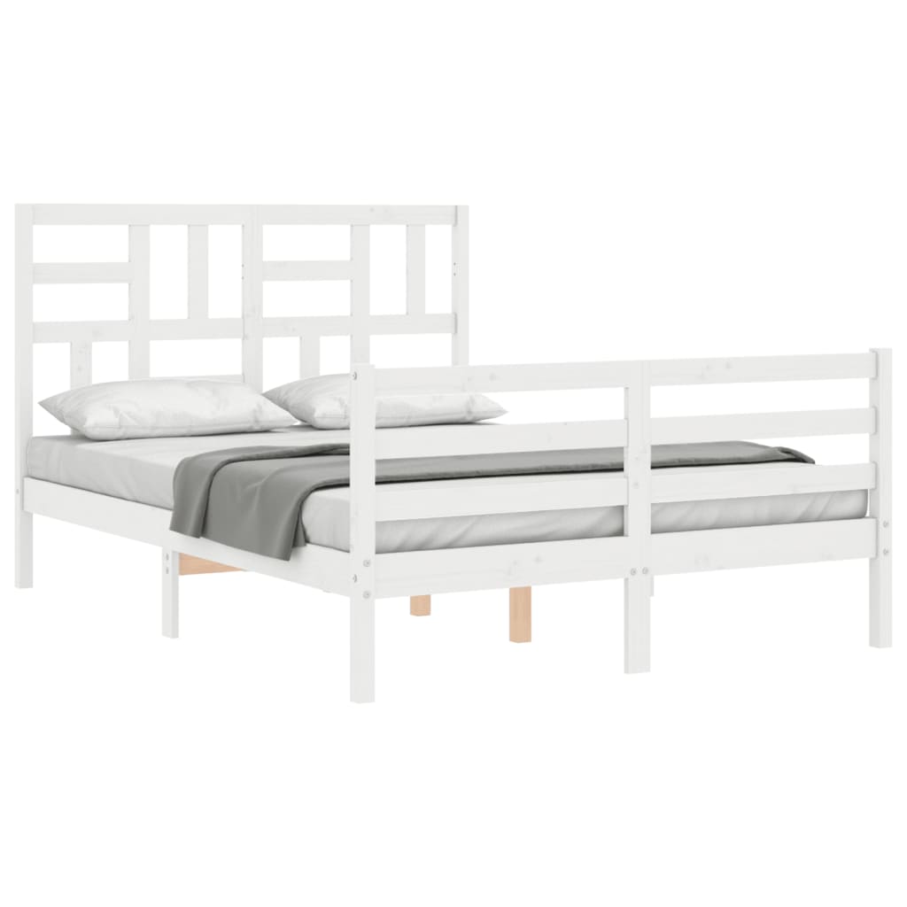 Cadre de lit sans matelas blanc 140x190 cm bois massif - XIOS