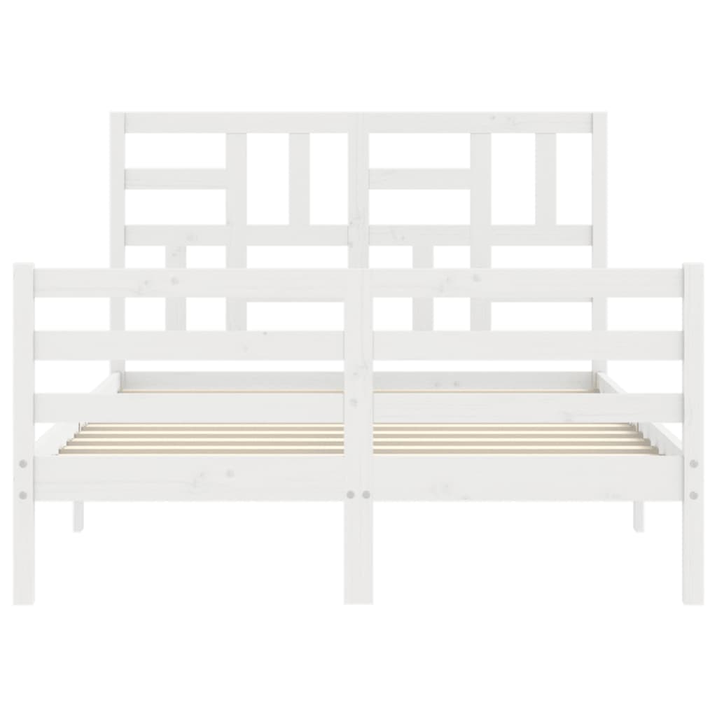 Cadre de lit sans matelas blanc 140x190 cm bois massif - XIOS