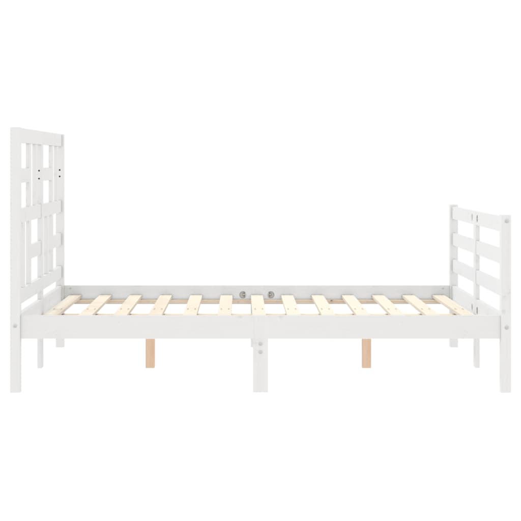 Cadre de lit sans matelas blanc 140x190 cm bois massif - XIOS