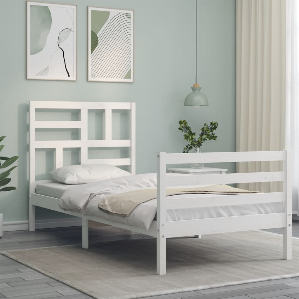 Cadre de lit sans matelas blanc 100x200 cm bois massif