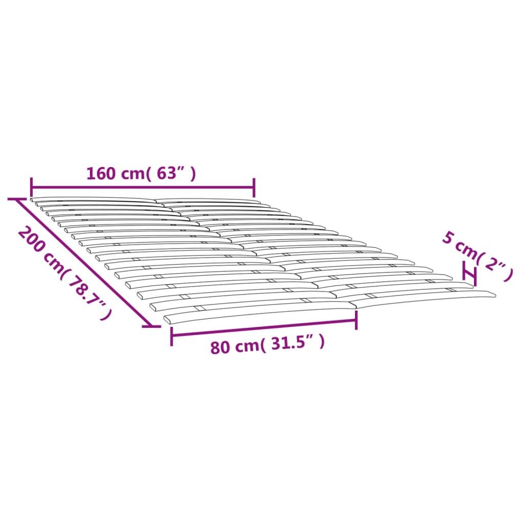 Lattes de rechange pour sommier avec 34 lattes, 2 pièces, 80 x 200 cm - XIOS