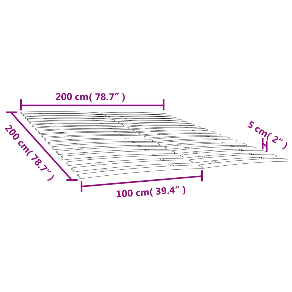 Lattes de rechange pour sommier avec 34 lattes, 2 pièces, 100 x 200 cm - XIOS