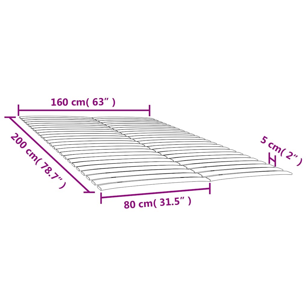 Lattes de rechange pour sommier avec 48 lattes, 2 pièces, 80 x 200 cm - XIOS
