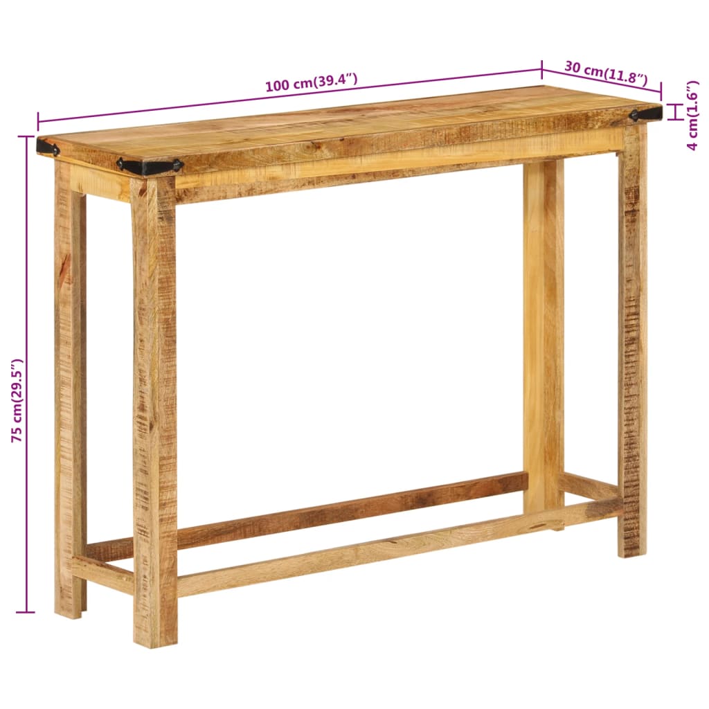 Table console 100x30x75 cm bois de manguier solide Tables console vidaXL