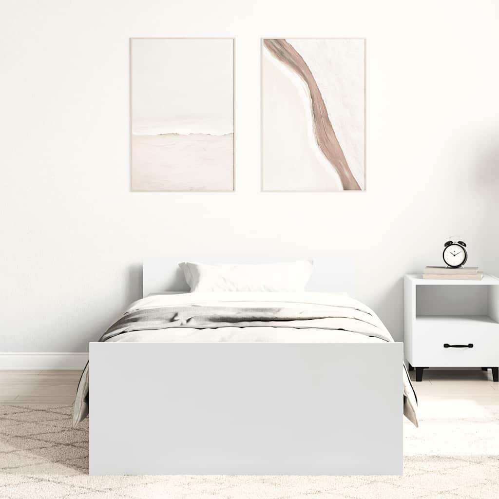 Cadre de lit sans matelas blanc 90x200 cm bois d'ingénierie - XIOS