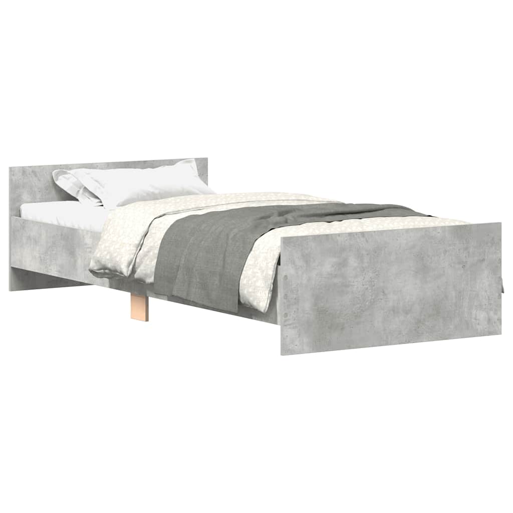 Cadre de lit sans matelas gris béton 90x200 cm - XIOS