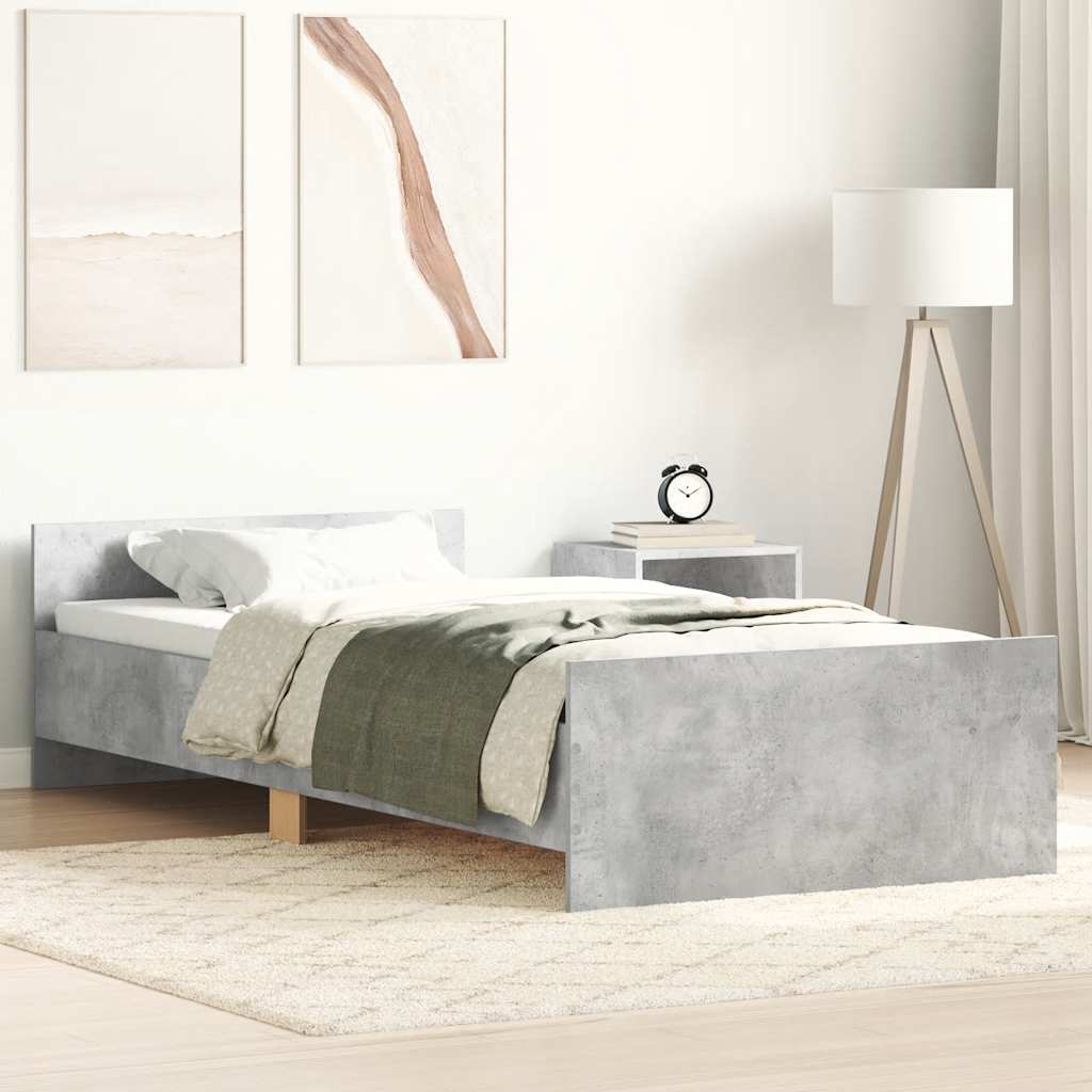 Cadre de lit sans matelas gris béton 90x200 cm - XIOS