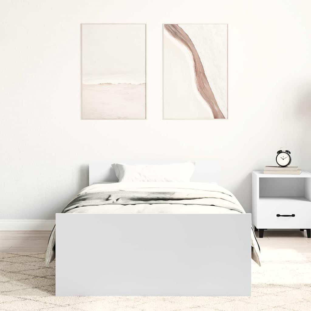 Cadre de lit sans matelas blanc 100x200 cm bois d'ingénierie - XIOS