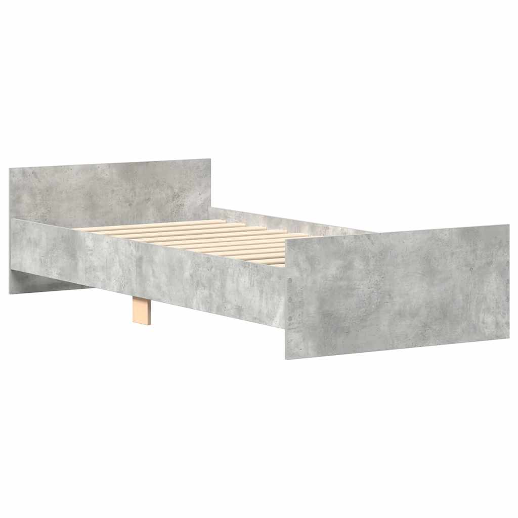 Cadre de lit sans matelas gris béton 90x190 cm - XIOS