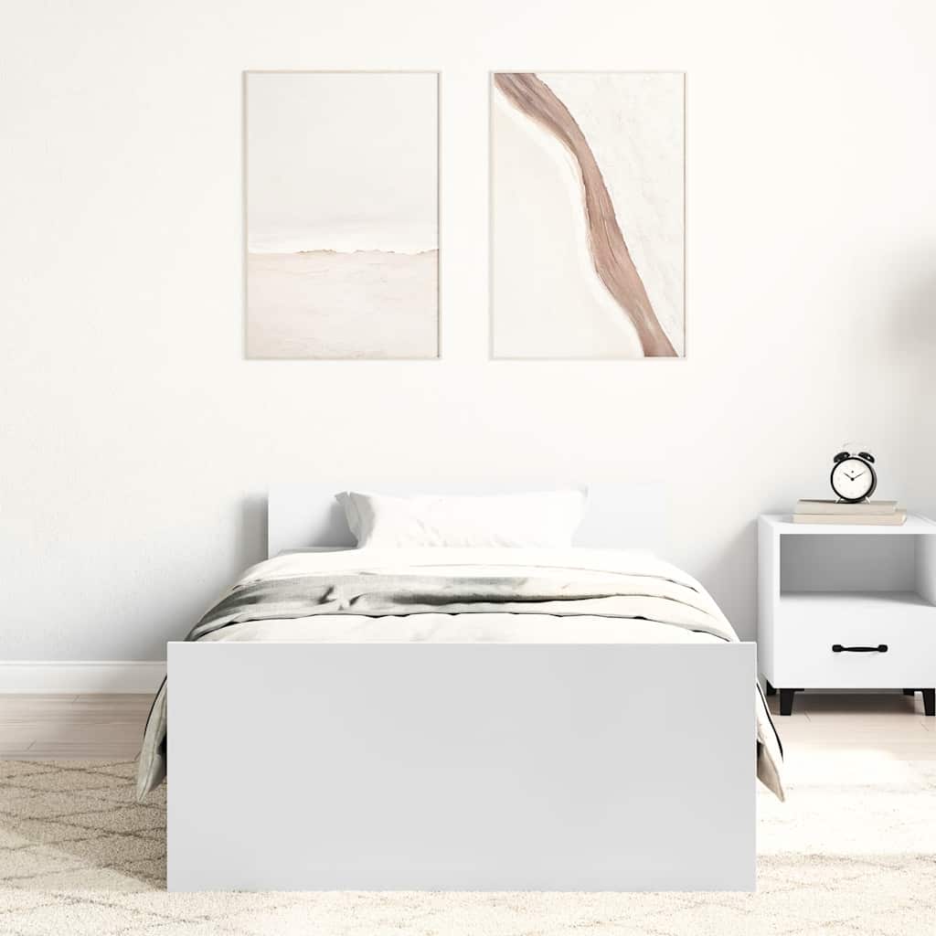 Cadre de lit sans matelas blanc 75x190 cm bois d'ingénierie - XIOS