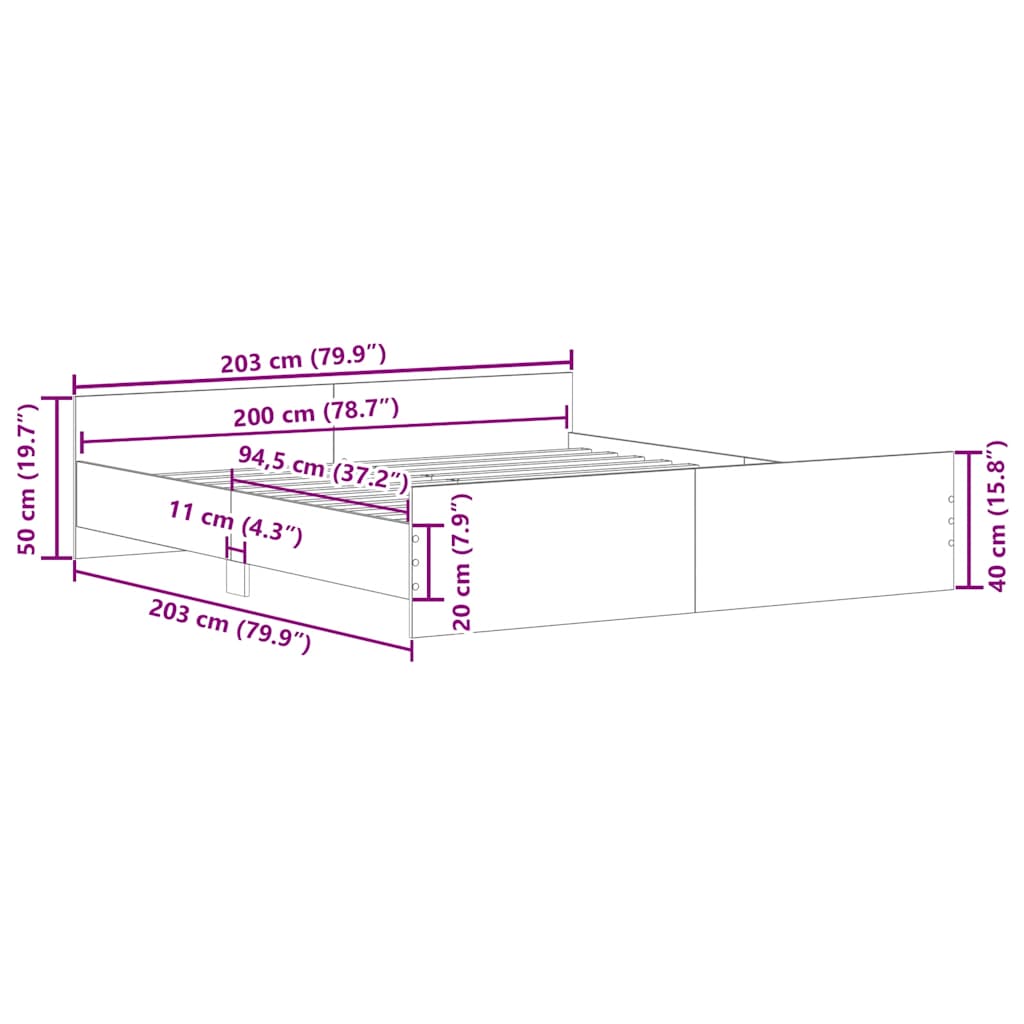 Cadre de lit sans matelas blanc 200x200 cm - XIOS