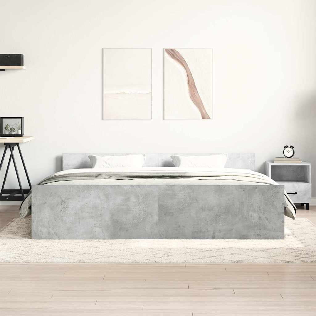 Cadre de lit sans matelas gris béton 200x200 cm - XIOS