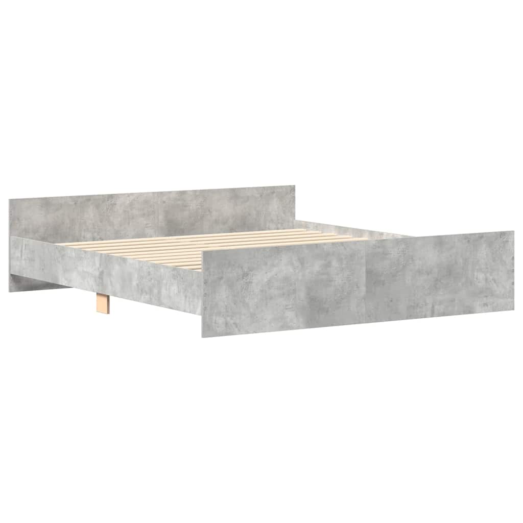 Cadre de lit sans matelas gris béton 200x200 cm - XIOS